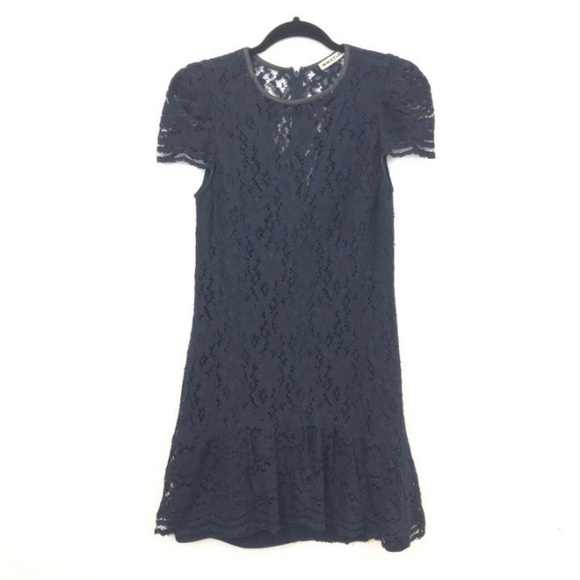 Whistles 2 Navy Lace Frill Ruffle Hem Sheath Dress - Picture 1 of 8